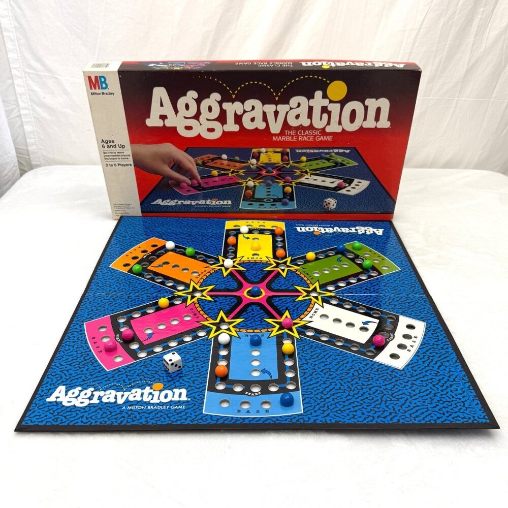 Vintage 1989 Aggravation Classic Marble Race Game Milton Bradley 100% Complete